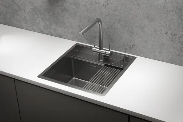 KS-5051, СТАЛЬ САТИН, стальная кухонная мойка KITCHEN SPACE