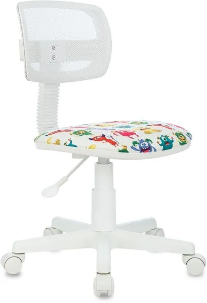 Кресло детское Бюрократ CH-W299 белый TW-15 сиденье мультиколор монстры сетка/ткань крестов. пластик пластик белый