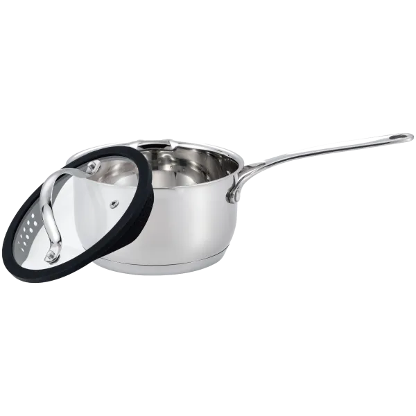 Ковш MAUNFELD ORIANA MF18RN01SP из нержавеющей стали со стеклянной крышкой, 16 см, 1,8 л