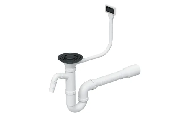 Сифон одинарный с прямоугольным переливом ЧЕРНЫЙ МАТОВЫЙ