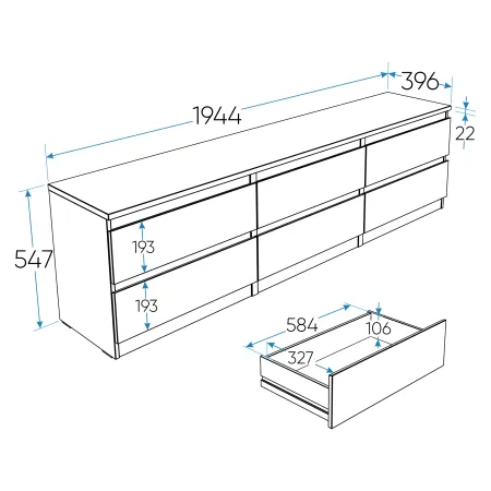 2.03.03.110.3 КАСТОР тумба 6 ящиков RU сонома