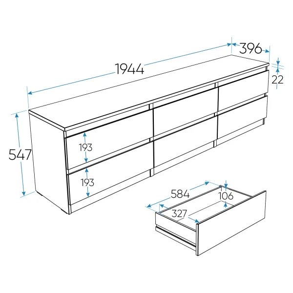 2.03.03.110.5 КАСТОР тумба 6 ящиков RU Дуб Венге