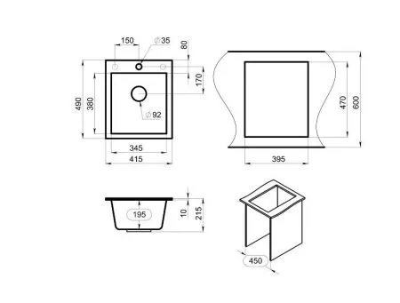 4201, БАЗАЛЬТ, кухонная мойка, кварц