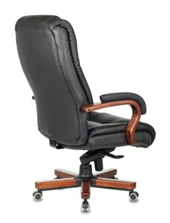Кресло руководителя Бюрократ T-9925WALNUT черный кожа/иск.кожза крестов. металл/дерево