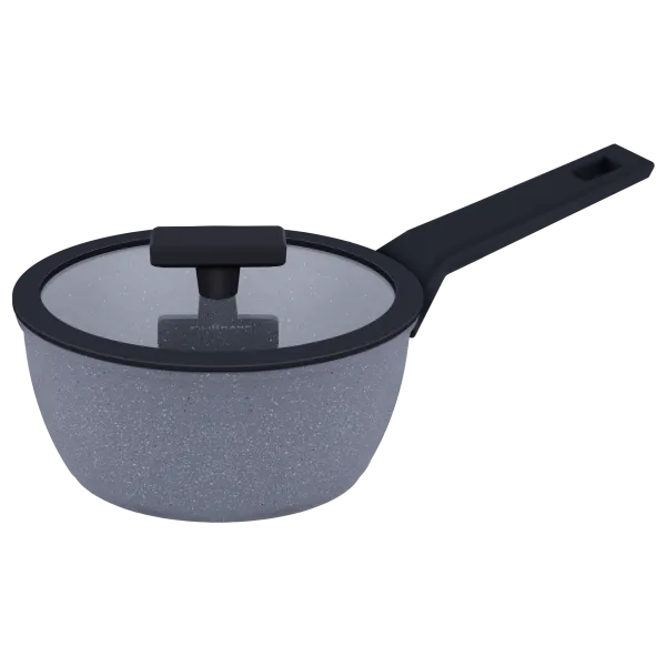 Ковш FILIGRANA SAGA FG18SGA01SP из кованого алюминия со стеклянной крышкой, 18 см Серый