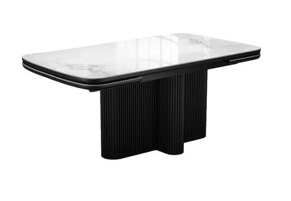 Стол DikLine DKO140 Керамика Platinum ART (белый глянец)/подстолье черное/опоры черные (2 уп.)