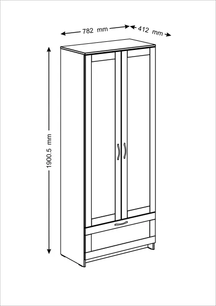 2.02.01.240.3 СИРИУС шкаф для одежды 2 двери и 1 ящик сонома RU