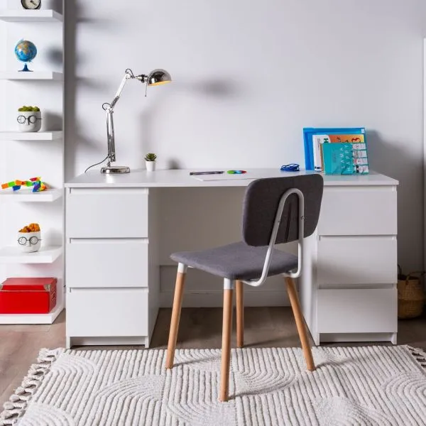 2.03.06.040.1 КАСТОР стол письменный 6 ящиков 151х65 RU белый