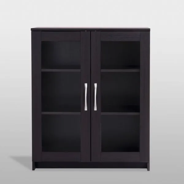 2.02.03.360.5 СИРИУС тумба 2 двери со стеклом 78х95 Дуб Венге RU