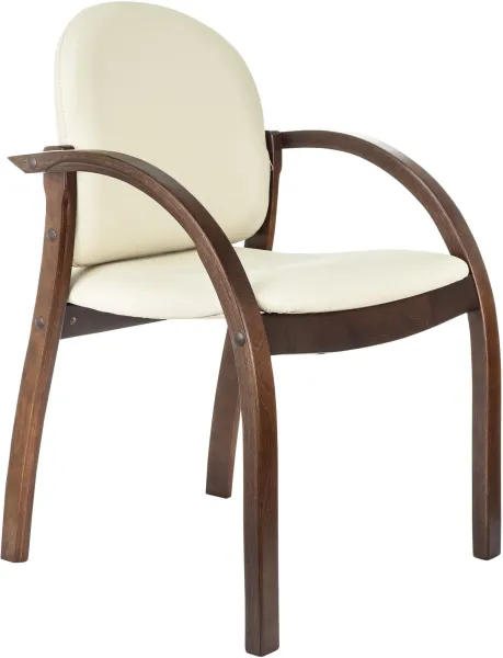 Стул Бюрократ Джуно светло-бежевый экокожа на ножках дерево