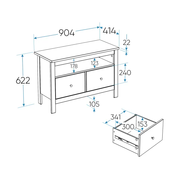 2.08.03.080.6 САГА тумба 2 ящика темно-бирюзовая RU