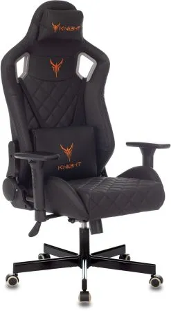 Кресло игровое Knight Outrider черный ромбик экокожа с подголов. крестов. металл
