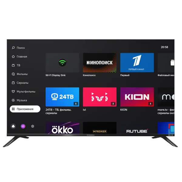 55" Телевизор MAUNFELD MLT55USX02, 4K Ultra HD, Яндекс TV