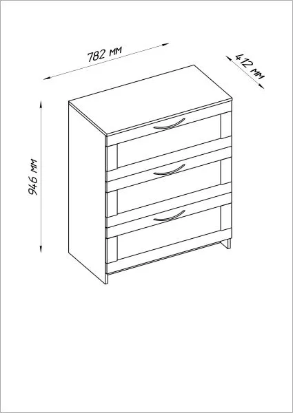 2.02.02.050.5 СИРИУС комод "3 ящика Дуб Венге RU"