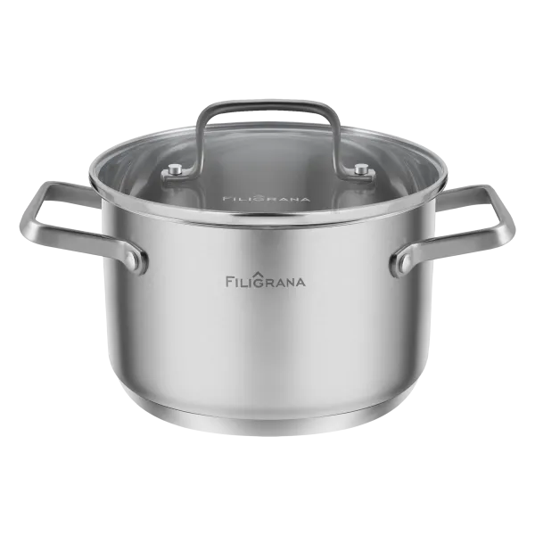 Кастрюля FILIGRANA MOLLY FG40MLL01CR из нержавеющей стали со стеклянной крышкой, 20  см, 3,6 л.