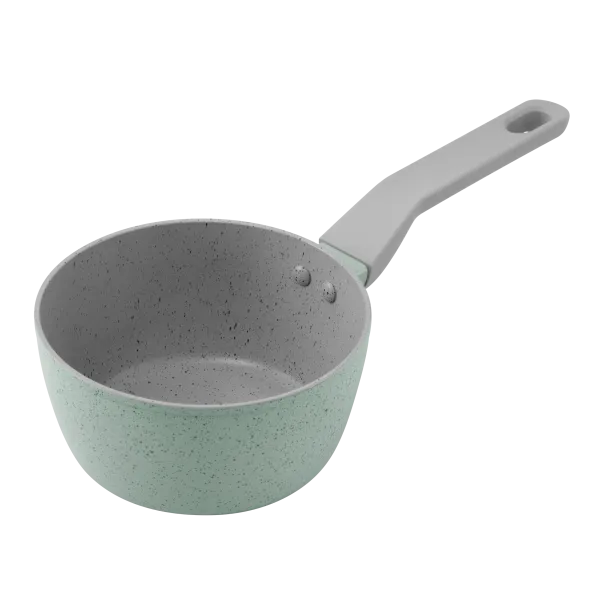 Ковш MAUNFELD HELGA MSP14FA05FS из кованого алюминия со стеклянной крышкой, 16 см, 1,4 л. Фисташковый