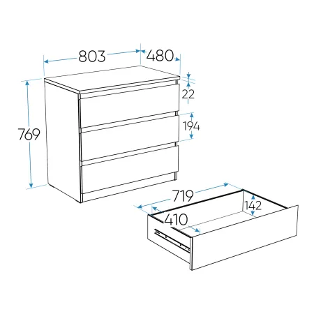 2.05.02.040.3 МАЛЬТА комод 3 ящика 80х76 сонома RU
