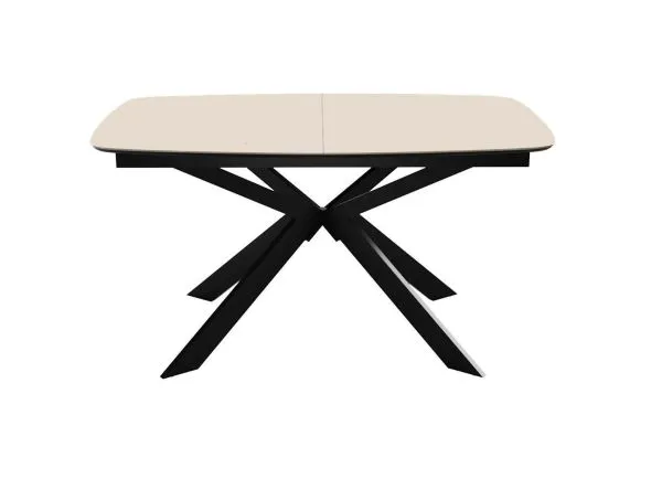 Стол DikLine BK140 керамика Krater Perla (бежевый матовый), подстолье черное, опоры черные