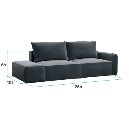ПОРТЛЕНД Диван прямой с банкеткой серый
