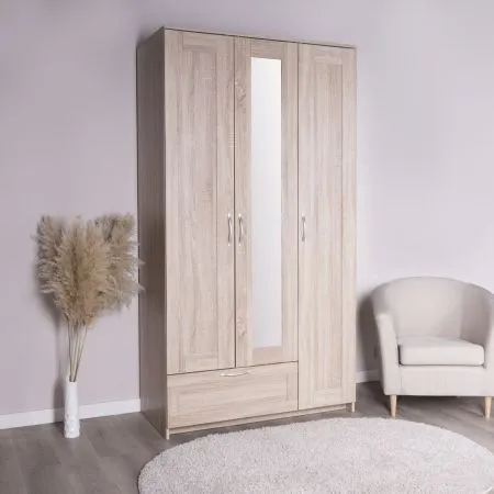 2.02.01.510.3 СИРИУС шкаф 3 двери и 1 ящик 117х59х220 сонома RU (с 1 зеркалом)