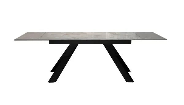 Стол DikLine DKX140 керамика Italian Grey (глянец серый), подстолье черное, опоры черные (2уп.)