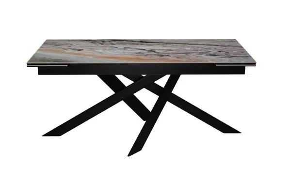 Стол DikLine EKX160, Керамика Venetian Brown Light глянец (К4), опоры черные (2 уп.)