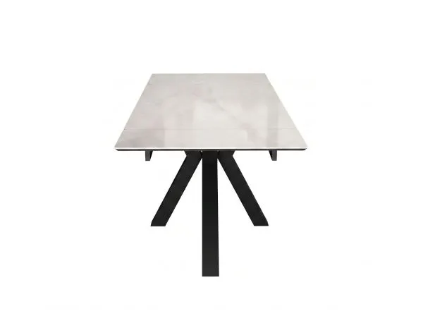 Стол DikLine SFE160 Керамика глянец белый Icelandic white jade (Ostra bianco light)/подстолье черное/опоры черные (2 уп.)