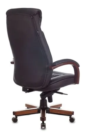 Кресло руководителя Бюрократ T-9924WALNUT черный кожа крестов. металл/дерево