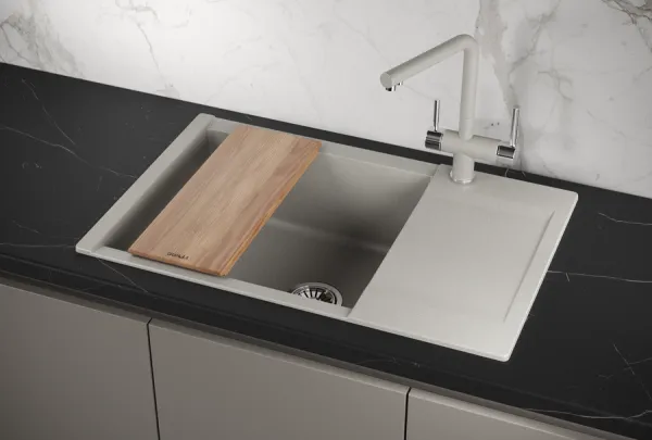 ES-7807, БАЗАЛЬТ, кухонная мойка, кварц, ESTETICA
