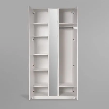S01194 Варма Стор 105 шкаф распашной с зеркалом 222х105х57, белый