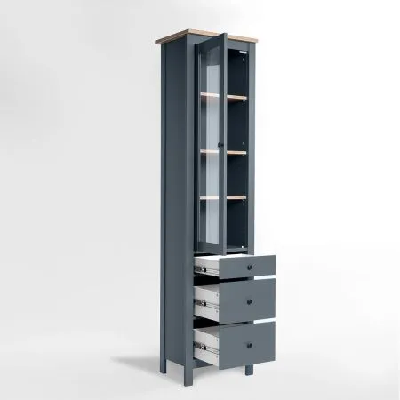 2.08.07.120.16 САГА шкаф с витриной 50 темно-бирюзовый/ясень RU