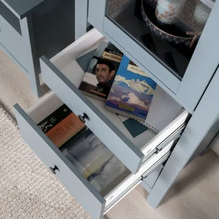 2.08.07.120.6 САГА шкаф с витриной 50 темно-бирюзовый RU