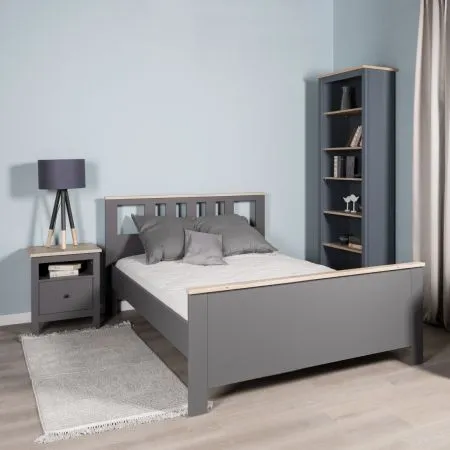 2.08.04.060.15 САГА кровать двойная 140х200 серая/ясень