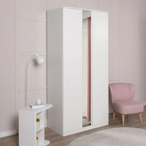 S01194 Варма Стор 105 шкаф распашной с зеркалом 222х105х57, белый