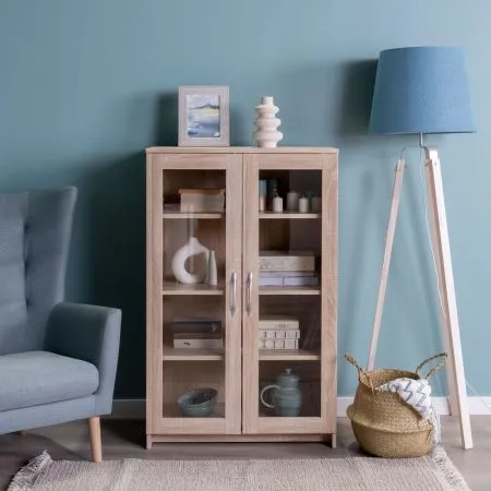 2.02.03.390.3 СИРИУС тумба 2 двери со стеклом 78х123 сонома RU