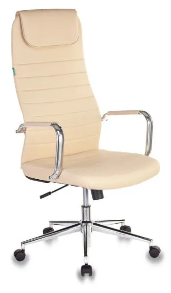 Кресло руководителя Бюрократ KB-9N/ECO бежевый экокожа с подголов. крестов. металл хром