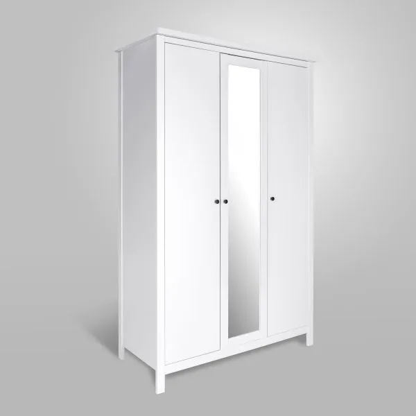 2.08.01.040.1 САГА шкаф 3 двери с зеркалом белый