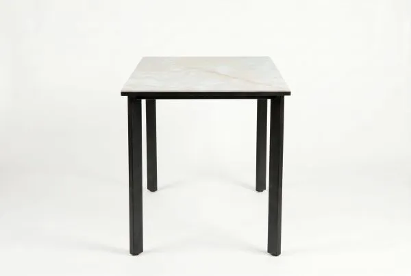 Стол DikLine DKT90 Керамика глянец белый Icelandic white jade (Ostra Bianco Light)/подстолье черное/опоры черные