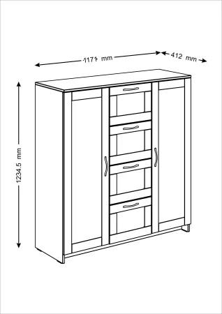 2.02.03.350.1 СИРИУС тумба 2 двери и 4 ящика 117х123 белая RU