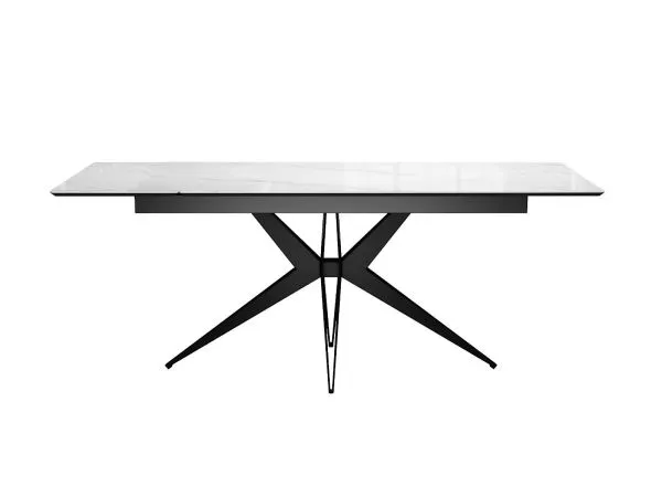 Стол DikLine DKS140 керамика Carrara Gloss (мрамор глянец белый), подстолье черное, опоры черные (2уп.)