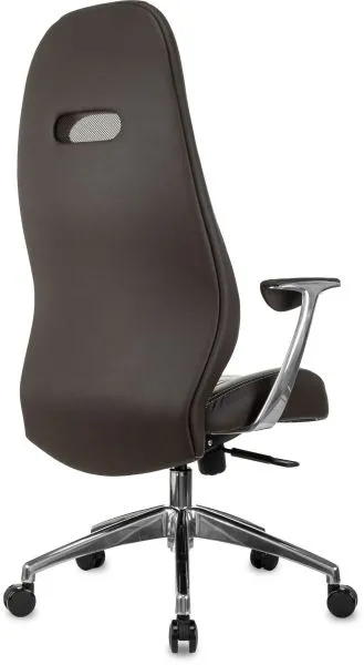 Кресло руководителя Бюрократ _Zen коричневый кожа крестов. алюминий