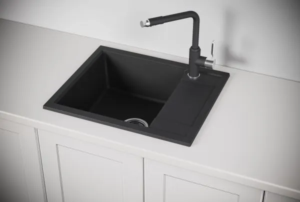 6002, ЧЁРНЫЙ, кухонная мойка, кварц