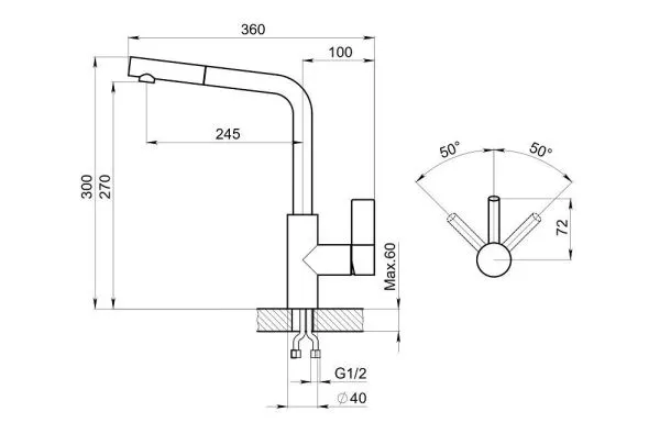 2502, АЛЮМИНИУМ, СМЕСИТЕЛЬ КУХОННЫЙ
