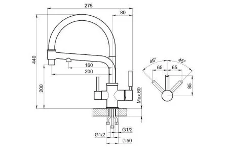 0083, АРКТИК, СМЕСИТЕЛЬ КУХОННЫЙ