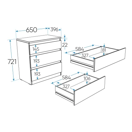 2.03.02.060.4 КАСТОР комод 3 ящика RU серый