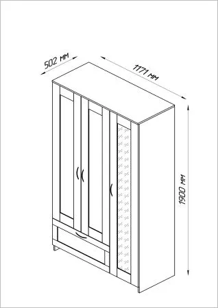 Шкаф СИРИУС трехдверный с выдвижным ящиком, цвет Дуб Венге