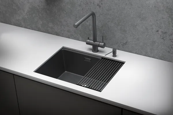 KS-6045U, ГРАФИТ МАТОВЫЙ, стальная кухонная мойка KITCHEN SPACE