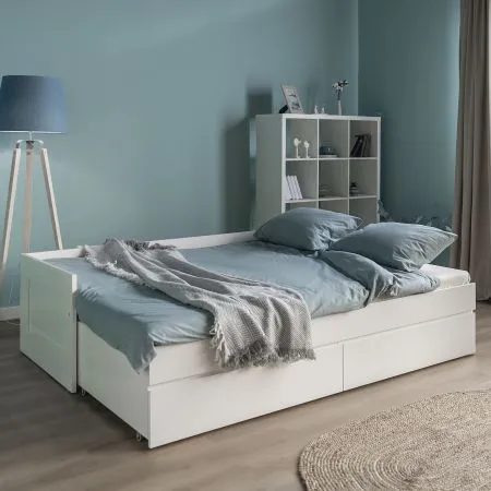 2.02.08.460.1 СИРИУС кровать раздвижная с ящиками 80х200 белая RU