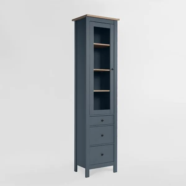 2.08.07.120.16 САГА шкаф с витриной 50 темно-бирюзовый/ясень RU