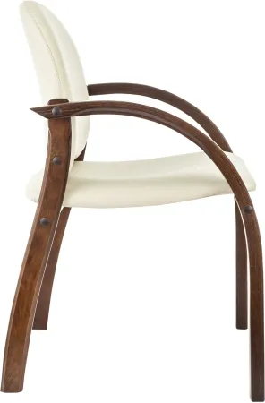 Стул Бюрократ Джуно светло-бежевый экокожа на ножках дерево